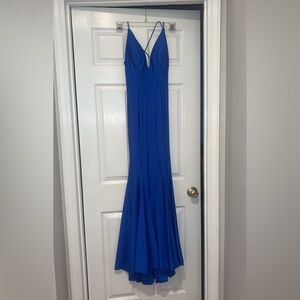 Elegant Royal Blue Strapless Evening Gown
